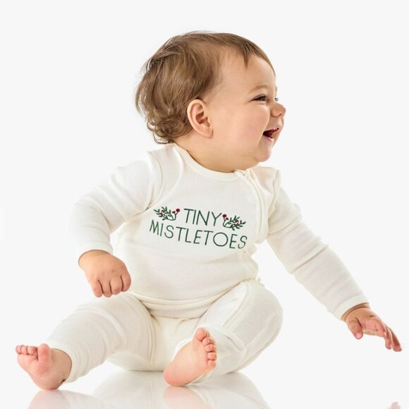 Pottery Barn Organic Tiny Mistletoes Footless Nursery Pajama , 18-24 Months - Picture 1 of 4